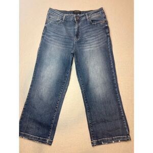 Judy Blue Hi Rise Wide Leg Crop Jeans Womens 15/32 Medium Wash Stretch Comfort